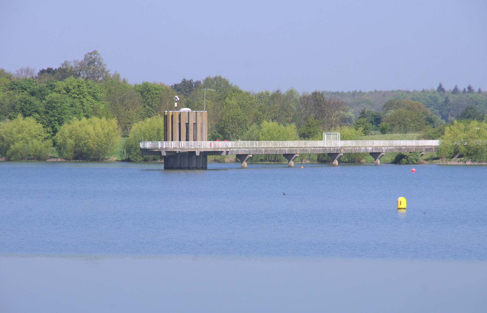 A Limnological tower over the resevoir from Isobel's 10km Run, Alton Water, Stutton, Suffolk - 6th May 2018