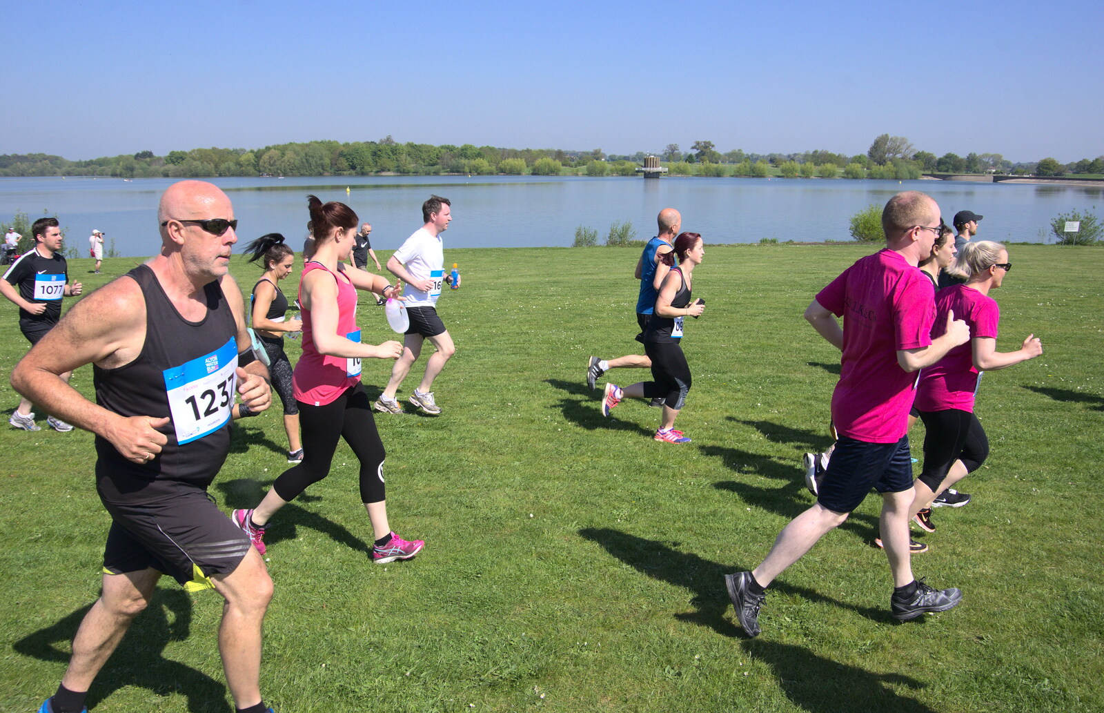 Runners and the Alton Resevoir from Isobel's 10km Run, Alton Water, Stutton, Suffolk - 6th May 2018