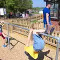 The boys mess around as we wait for ice cream, Isobel's 10km Run, Alton Water, Stutton, Suffolk - 6th May 2018