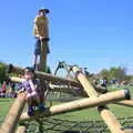 The boys are on a climbing frame, Isobel's 10km Run, Alton Water, Stutton, Suffolk - 6th May 2018