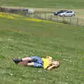 Fred does a bit more rolling down a hill, Isobel's 10km Run, Alton Water, Stutton, Suffolk - 6th May 2018