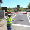 We wait at the level crossing, A Bike Ride to the Railway Tavern, Mellis, Suffolk - 7th May 2018