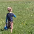 Harry blows the seeds off a dandelion, A Bike Ride to the Railway Tavern, Mellis, Suffolk - 7th May 2018