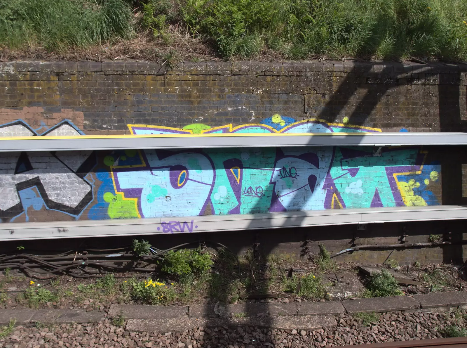 Bright tags covered up by signalling conduit, from A Lunchtime Trip to Peking Seoul, Paddington, London - 9th May 2018