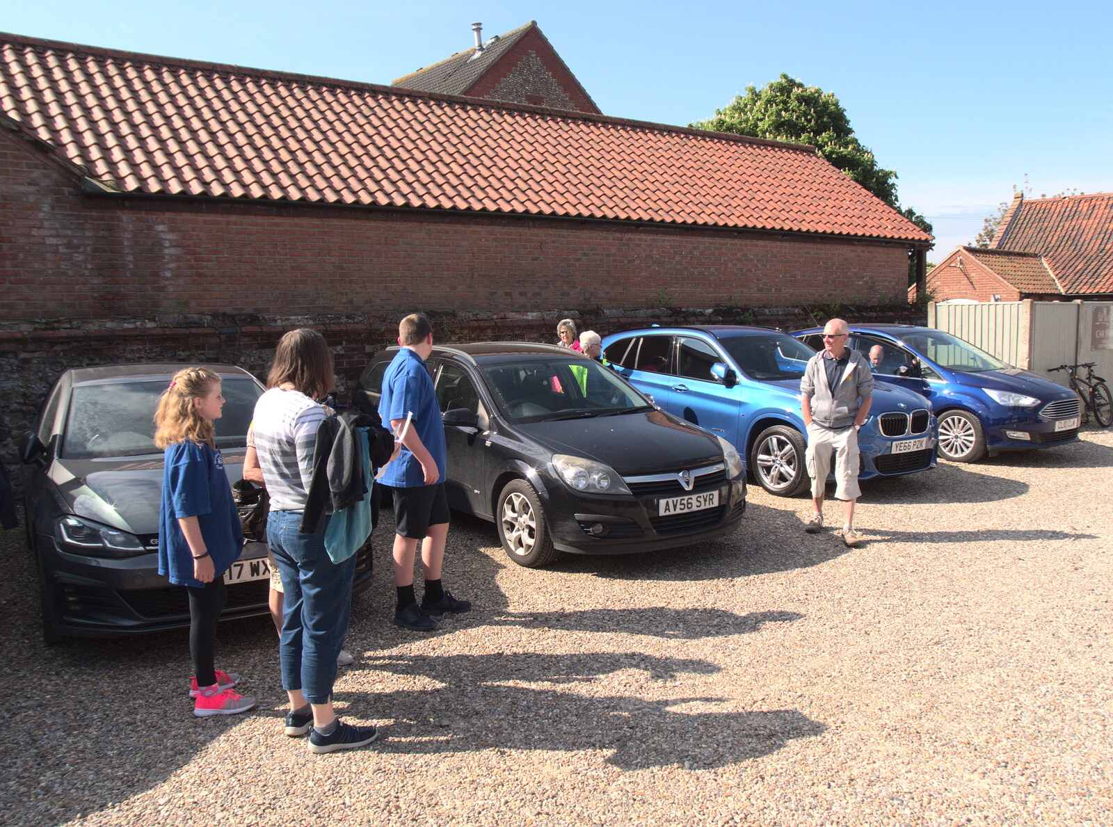 The riders assemble in the car park from The BSCC Weekend Away, Holt, Norfolk - 12th May 2018