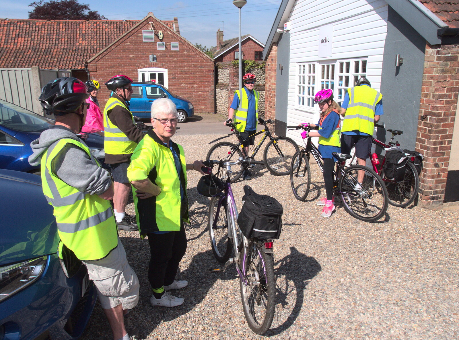 Spammy looks over as cyclists assemble from The BSCC Weekend Away, Holt, Norfolk - 12th May 2018