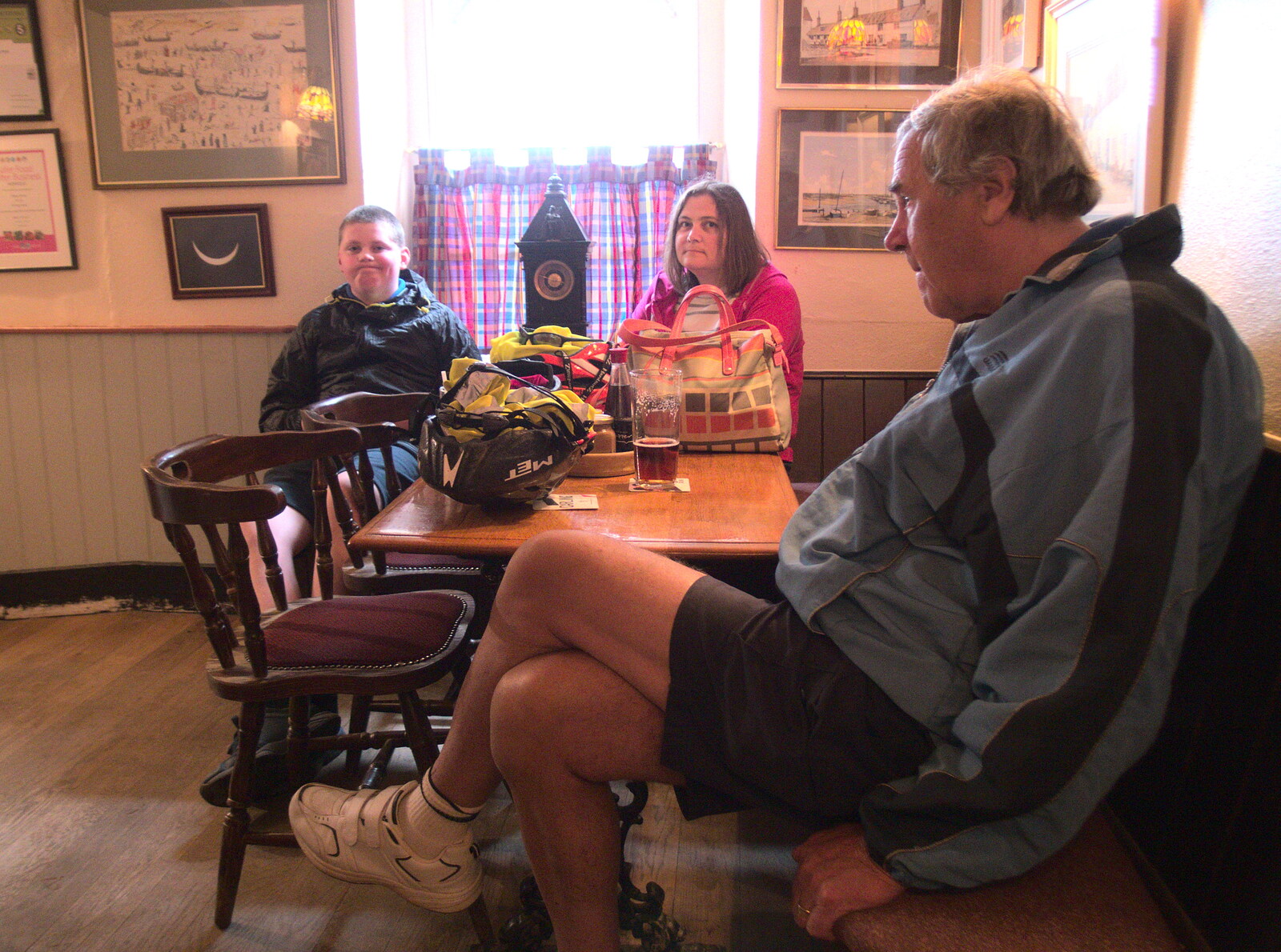 Matthew, Claire and Alan in the King's Head from The BSCC Weekend Away, Holt, Norfolk - 12th May 2018