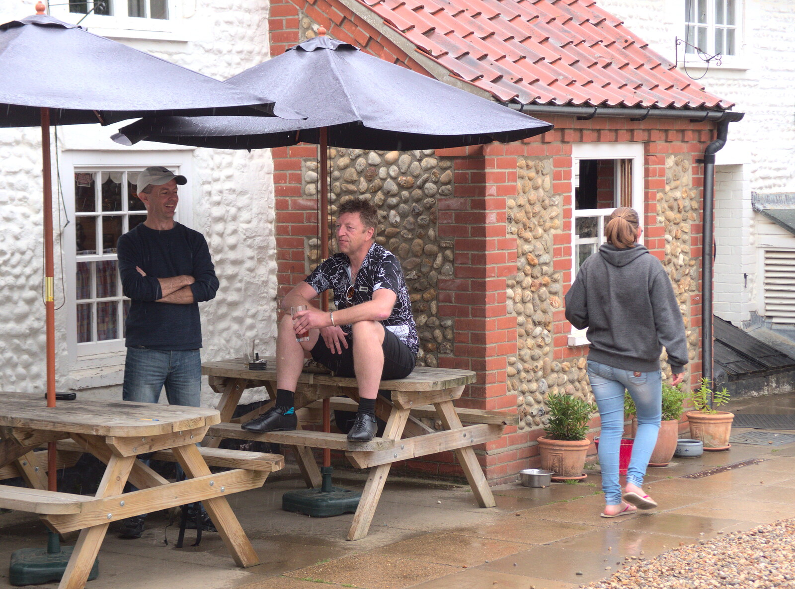 Gaz is outside hiding from the rain from The BSCC Weekend Away, Holt, Norfolk - 12th May 2018