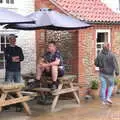 Gaz is outside hiding from the rain, The BSCC Weekend Away, Holt, Norfolk - 12th May 2018