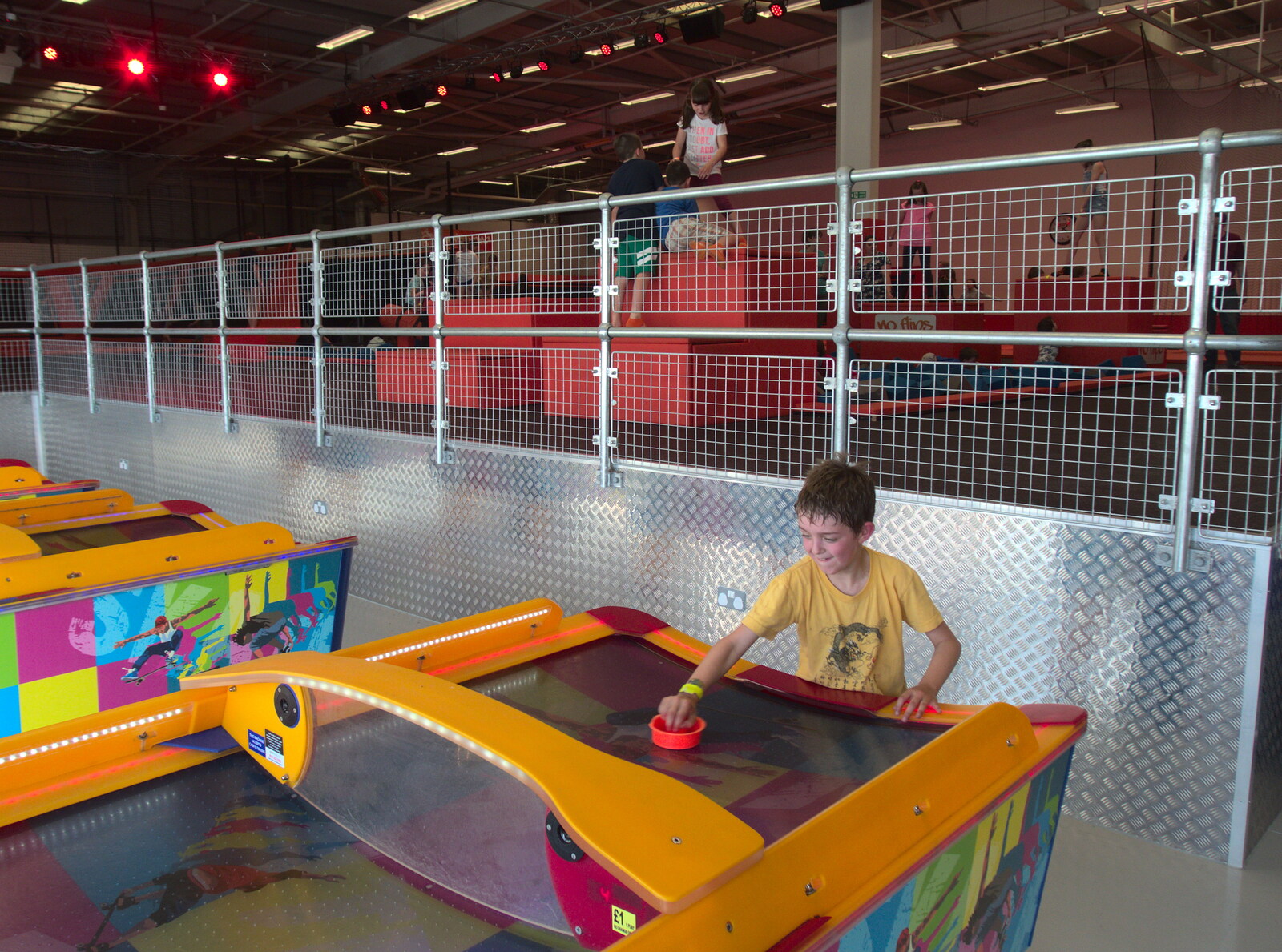 Fred plays air hockey in Bounce from May Miscellany and Station 119, Eye Airfield, Suffolk - 18th May 2018