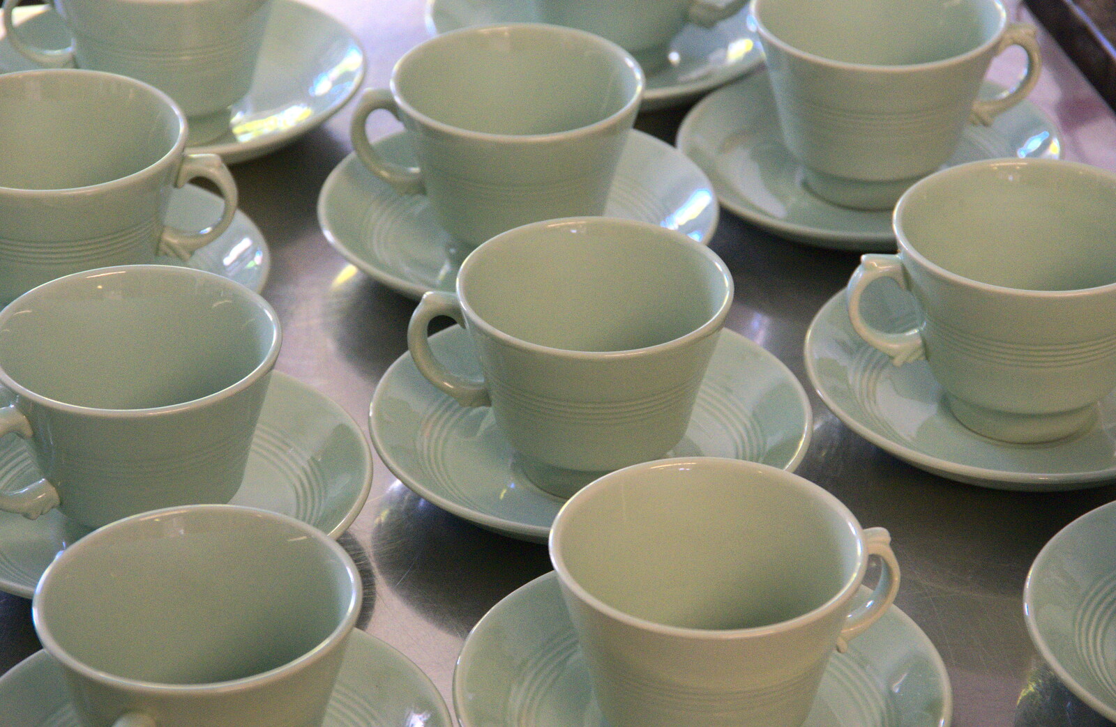 A million green tea cups from A Right Royal Wedding at the Village Hall, Brome, Suffolk - 19th May 2018