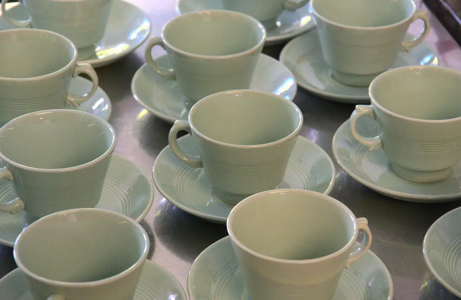 A million green tea cups, from A Right Royal Wedding at the Village Hall, Brome, Suffolk - 19th May 2018