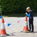 Harry is poking sticks into traffic cones, A Right Royal Wedding at the Village Hall, Brome, Suffolk - 19th May 2018