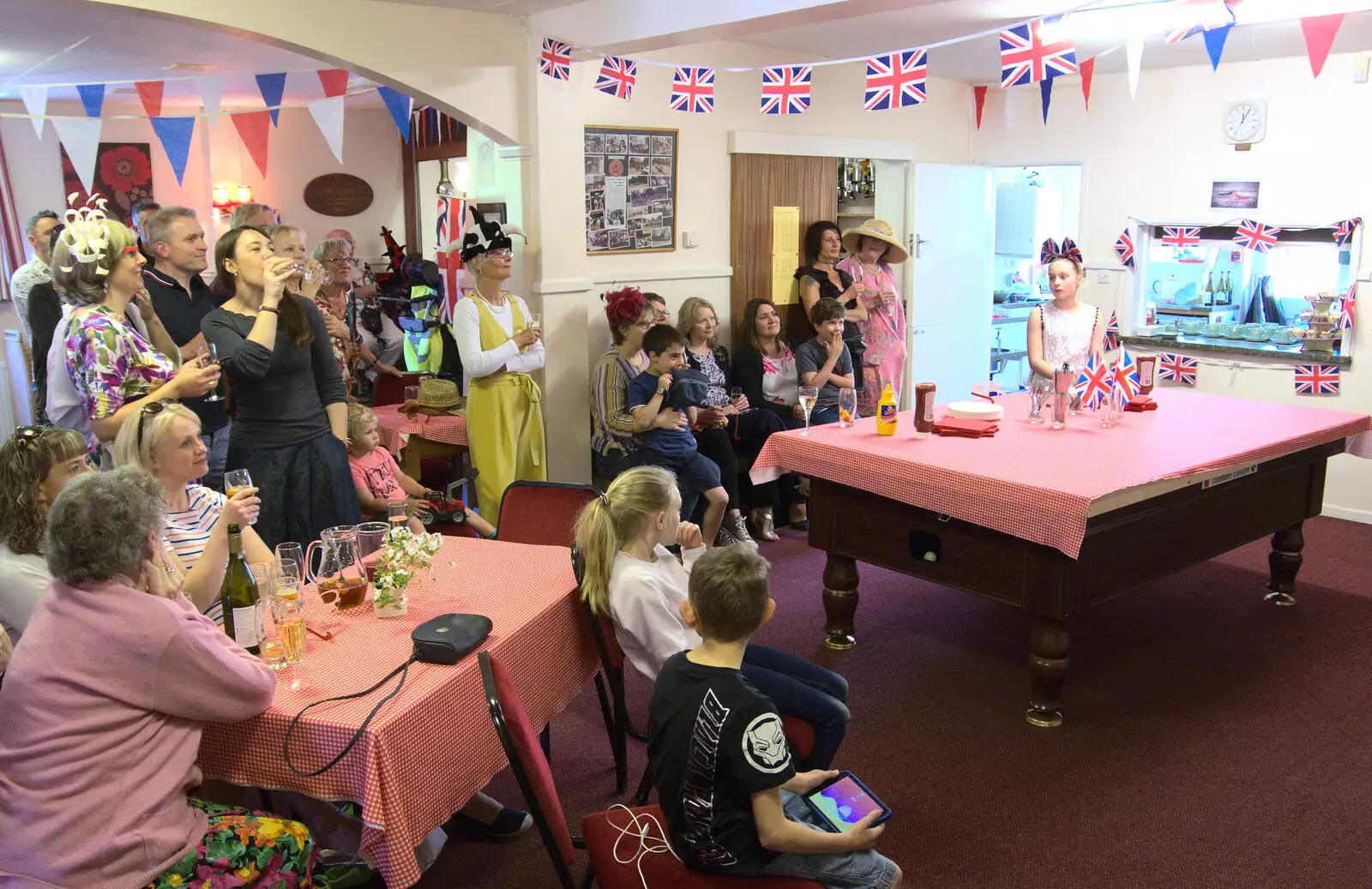 The crowds watch TV, from A Right Royal Wedding at the Village Hall, Brome, Suffolk - 19th May 2018