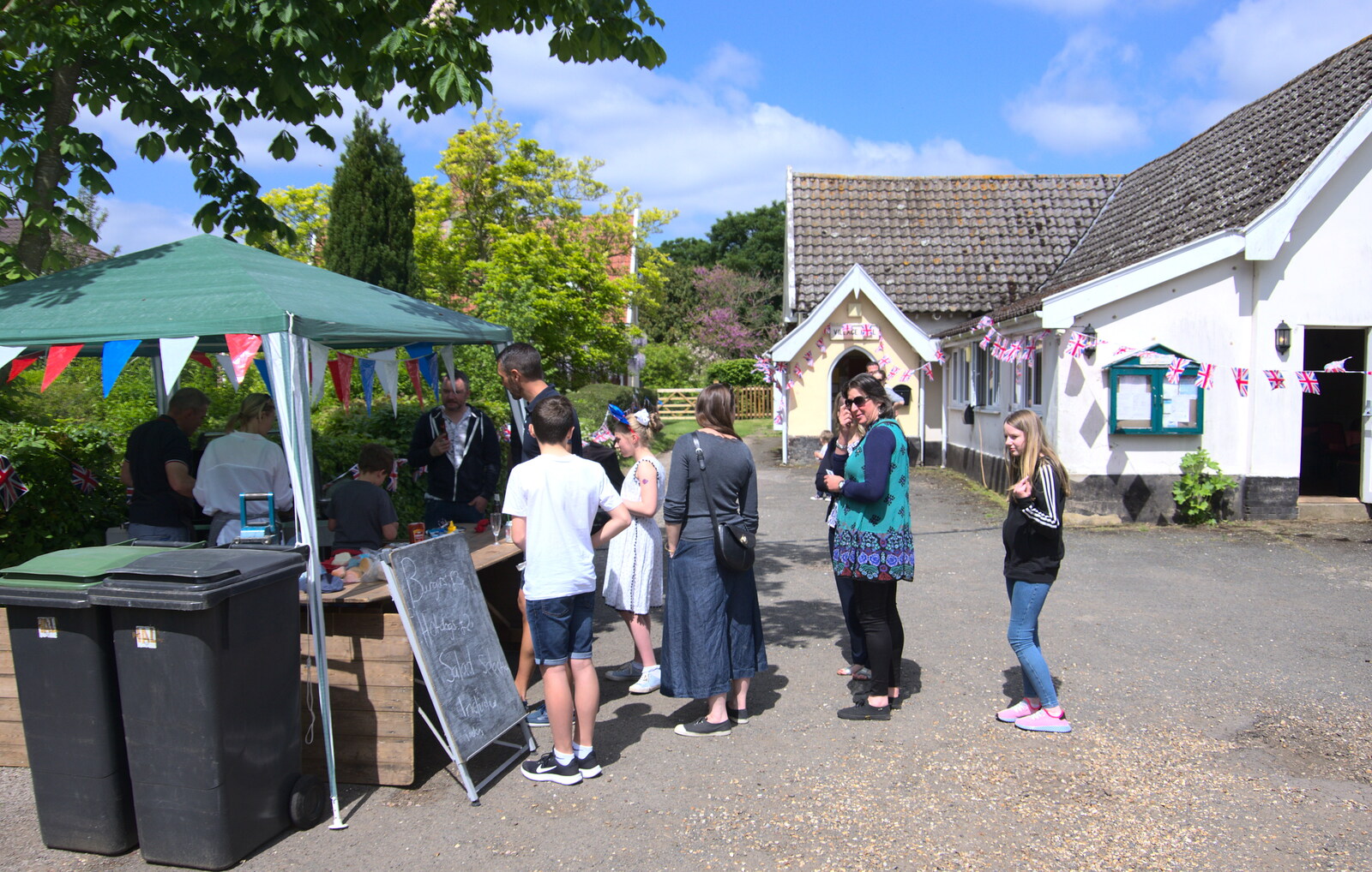 The queue for the barbeque from A Right Royal Wedding at the Village Hall, Brome, Suffolk - 19th May 2018