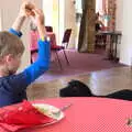 Harry hides his sausage from a keen Labrador, A Right Royal Wedding at the Village Hall, Brome, Suffolk - 19th May 2018