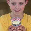 Fred seems excited with his cup cake, A Right Royal Wedding at the Village Hall, Brome, Suffolk - 19th May 2018