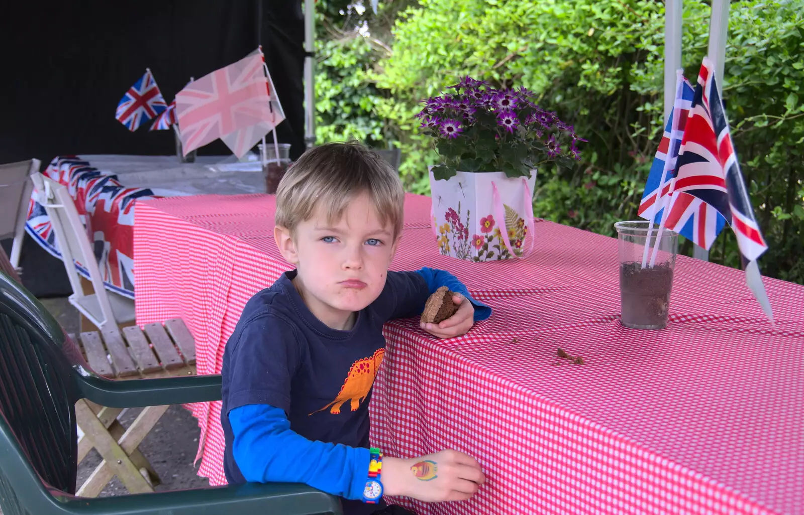 Harry gets his grump on when we have to leave, from A Right Royal Wedding at the Village Hall, Brome, Suffolk - 19th May 2018