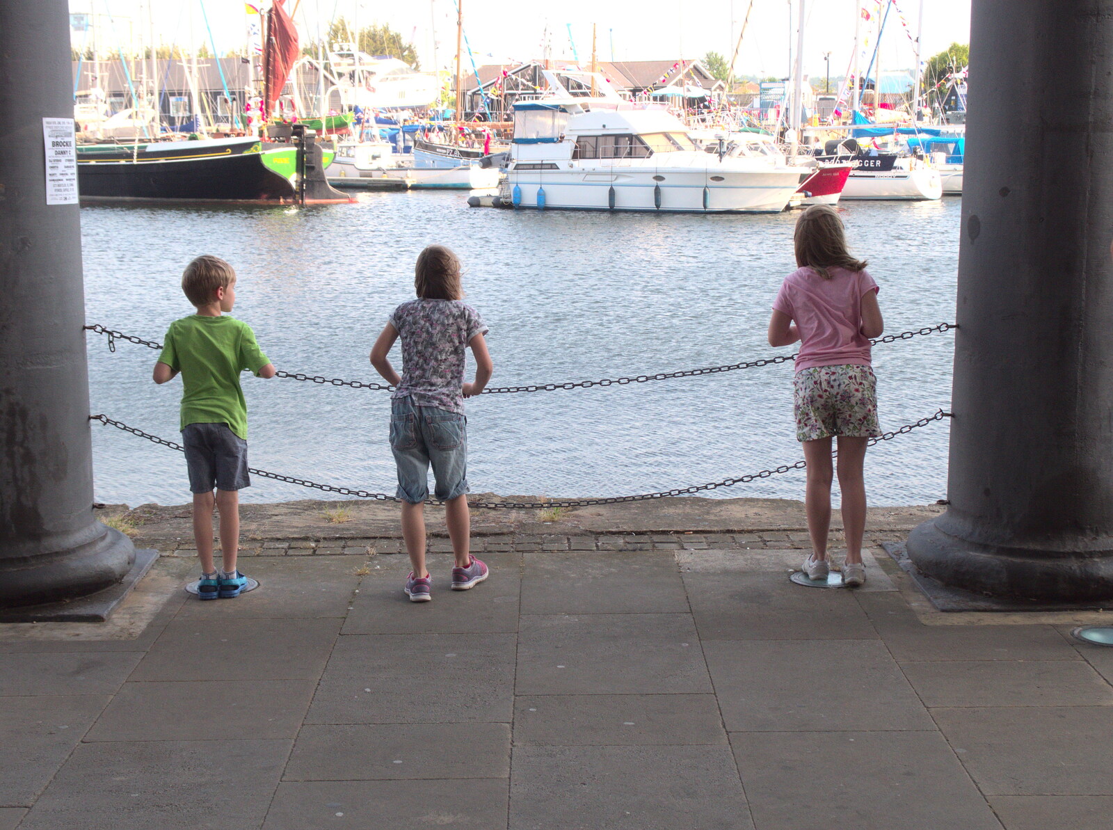Fred, Sophie and Grace look out into the marina from An Unexpected Birthday, Ipswich, Suffolk - 26th May 2018