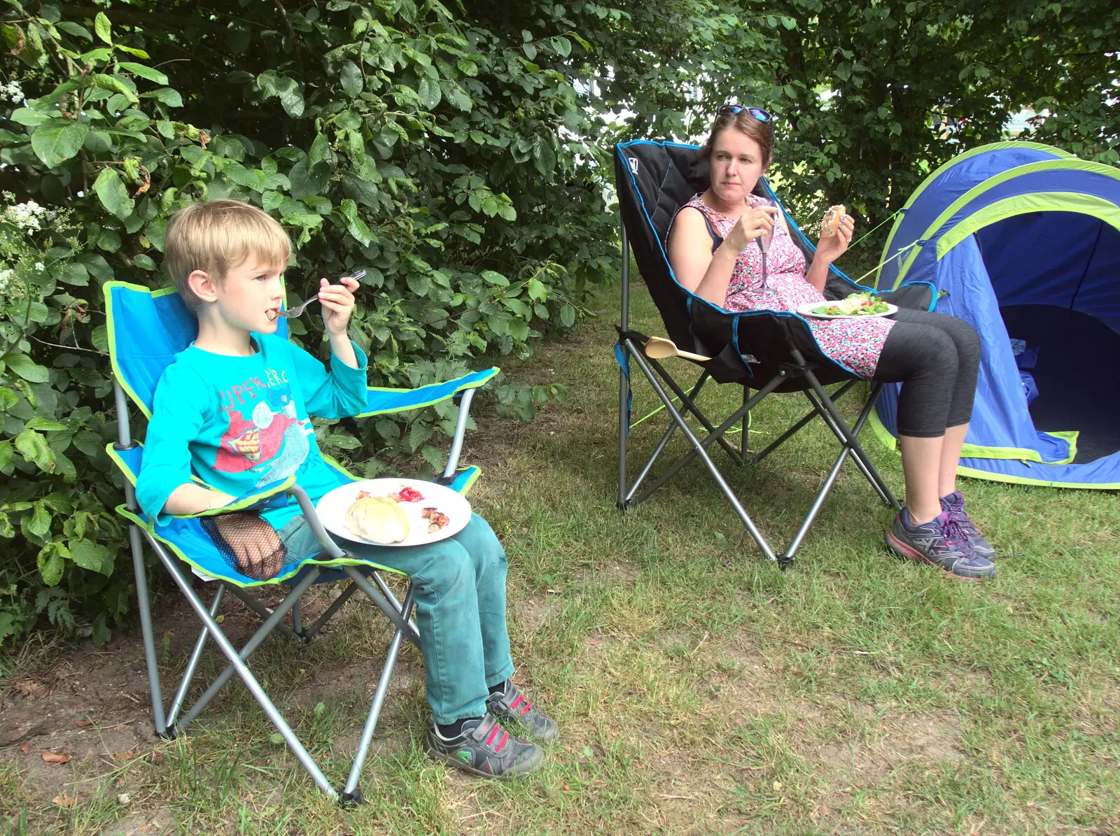 Harry has some sort of tea, from Dower House Camping, West Harling, Norfolk - 27th May 2018