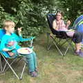 Harry has some sort of tea, Dower House Camping, West Harling, Norfolk - 27th May 2018