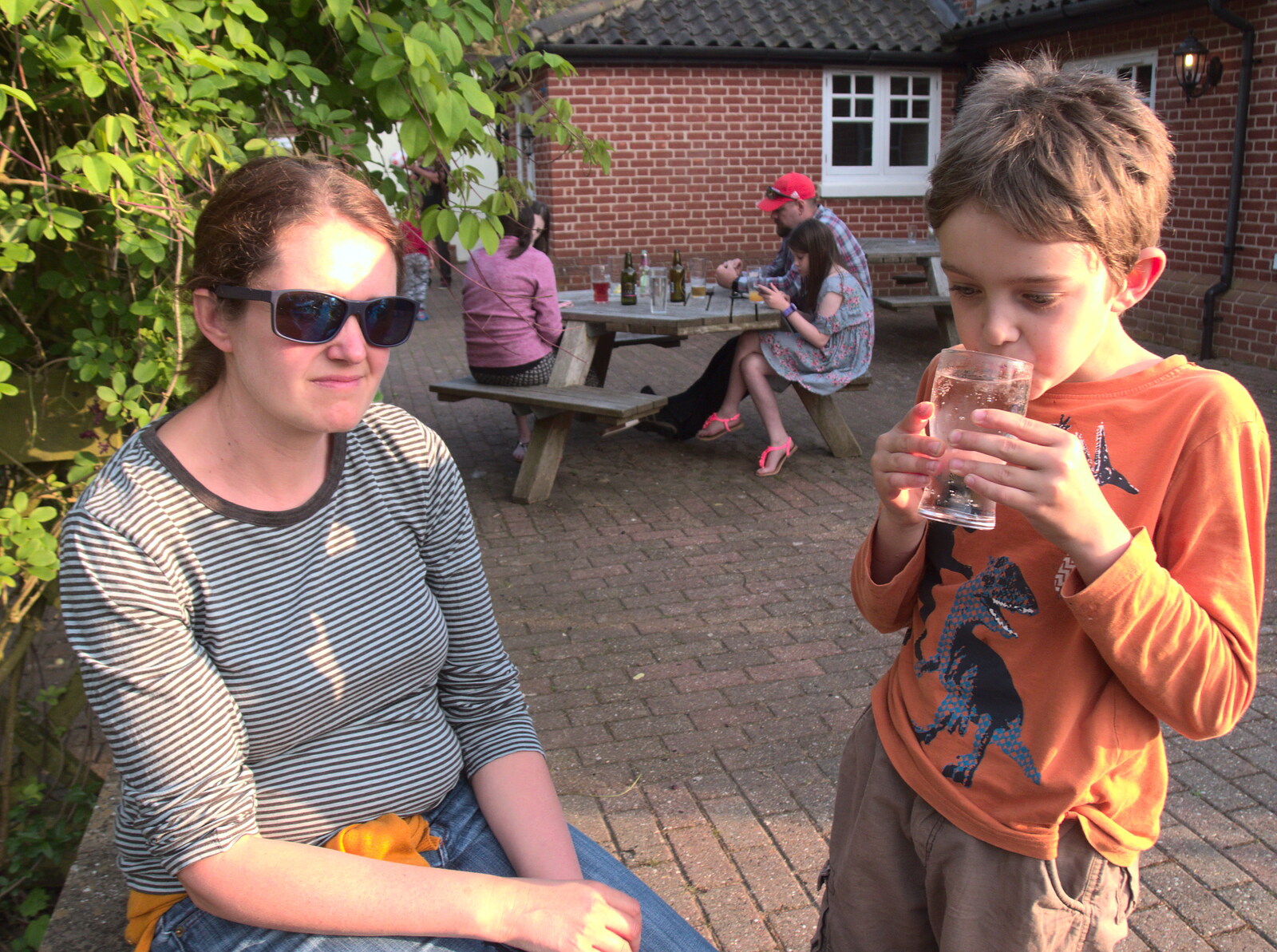 Fred has a lemonade from Dower House Camping, West Harling, Norfolk - 27th May 2018