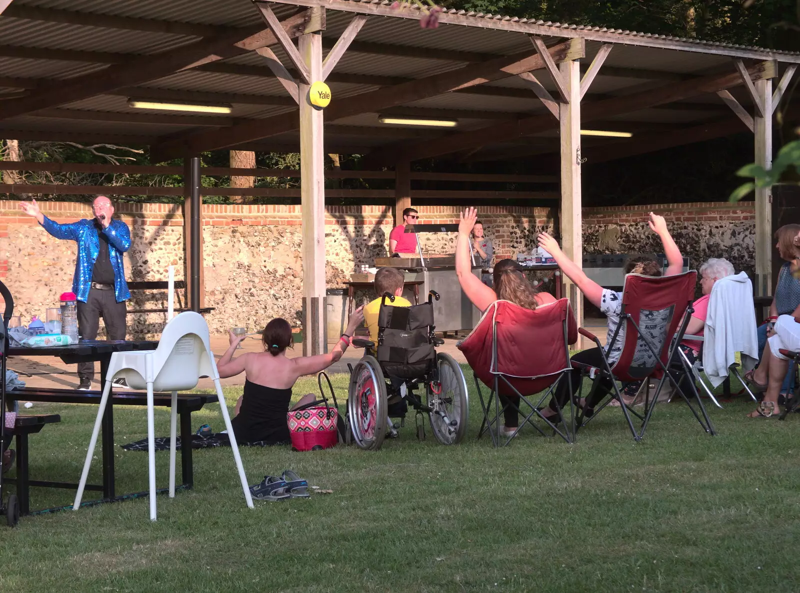 There's a 'hands in the air' moment, from Dower House Camping, West Harling, Norfolk - 27th May 2018