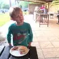 Harry has a spot of hog roast, Dower House Camping, West Harling, Norfolk - 27th May 2018