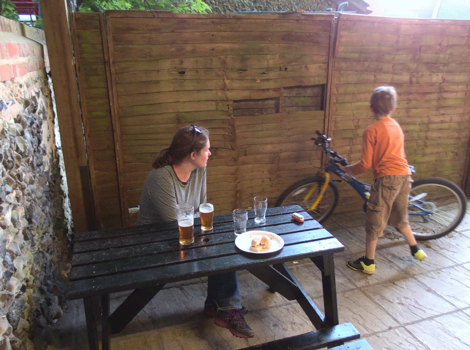 Fred drops his bike off, from Dower House Camping, West Harling, Norfolk - 27th May 2018