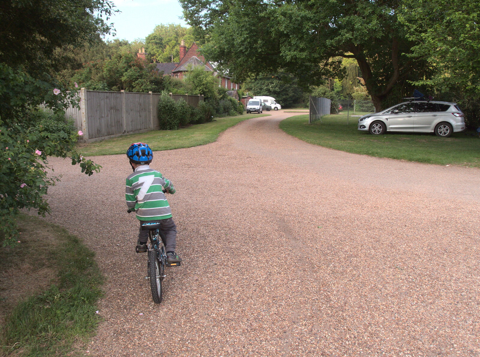 Harry rides around the campsite from Dower House Camping, West Harling, Norfolk - 27th May 2018