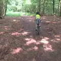 Fred whizzes off through the forest, Dower House Camping, West Harling, Norfolk - 27th May 2018