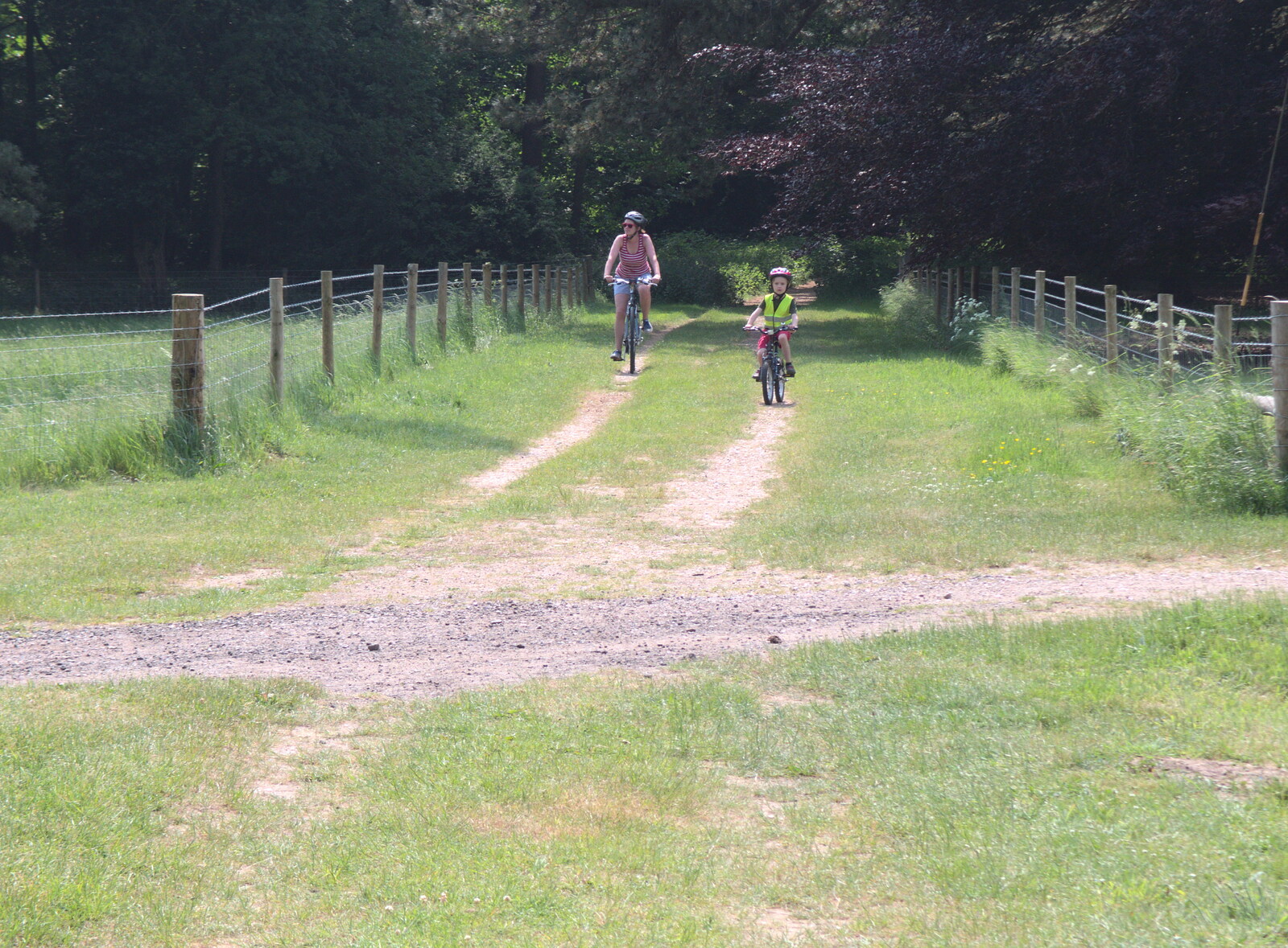 Isobel and Harry on bikes from Dower House Camping, West Harling, Norfolk - 27th May 2018
