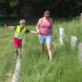 Harry walks on a wall, as we explore the graveyard, Dower House Camping, West Harling, Norfolk - 27th May 2018