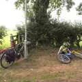 Nosher and Fred wait outside the sports field, Dower House Camping, West Harling, Norfolk - 27th May 2018