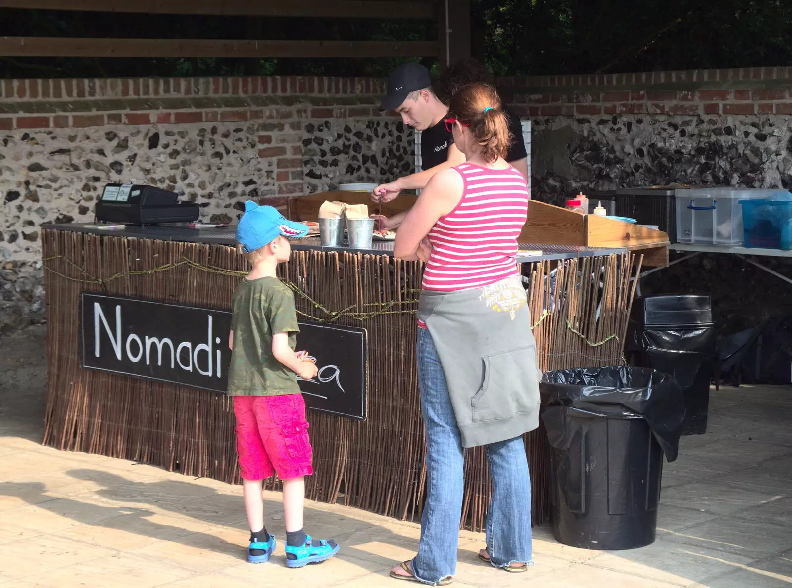 Isobel and Harry wait for pizza, from Dower House Camping, West Harling, Norfolk - 27th May 2018