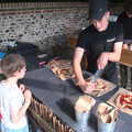 Our pizzas get the chop as Fred looks on, Dower House Camping, West Harling, Norfolk - 27th May 2018