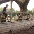 Fred climbs over the pirate ship barrier, The Not-Opening of the Palgrave Playground, Palgrave, Suffolk - 3rd June 2018