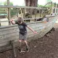 Fred hurls himself off the pirate ship, The Not-Opening of the Palgrave Playground, Palgrave, Suffolk - 3rd June 2018