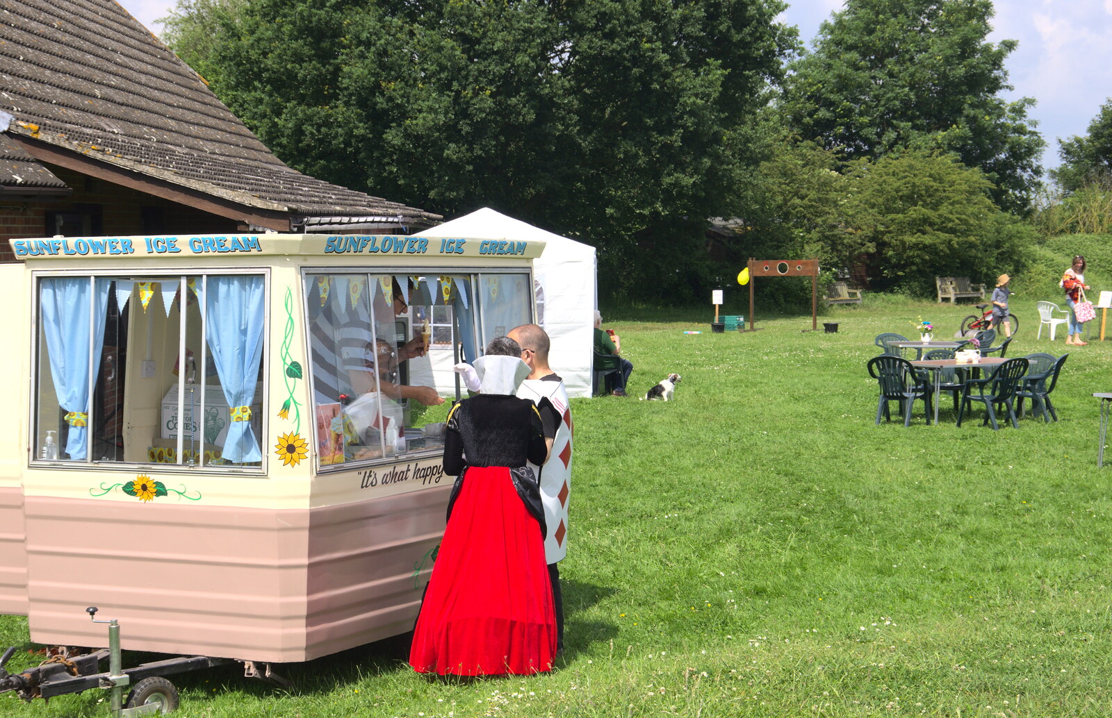 The Queen of Hearts gets an ice cream from The Not-Opening of the Palgrave Playground, Palgrave, Suffolk - 3rd June 2018