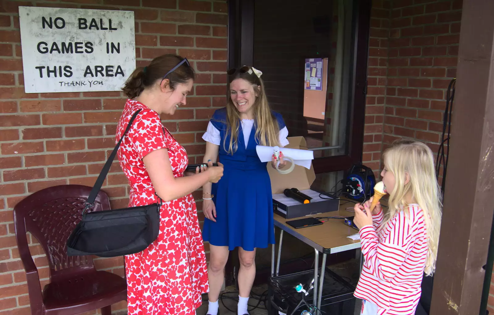 Isobel chats to Hannah, from The Not-Opening of the Palgrave Playground, Palgrave, Suffolk - 3rd June 2018