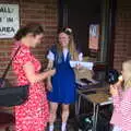 Isobel chats to Hannah, The Not-Opening of the Palgrave Playground, Palgrave, Suffolk - 3rd June 2018