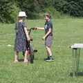 Fred talks to some girl, The Not-Opening of the Palgrave Playground, Palgrave, Suffolk - 3rd June 2018