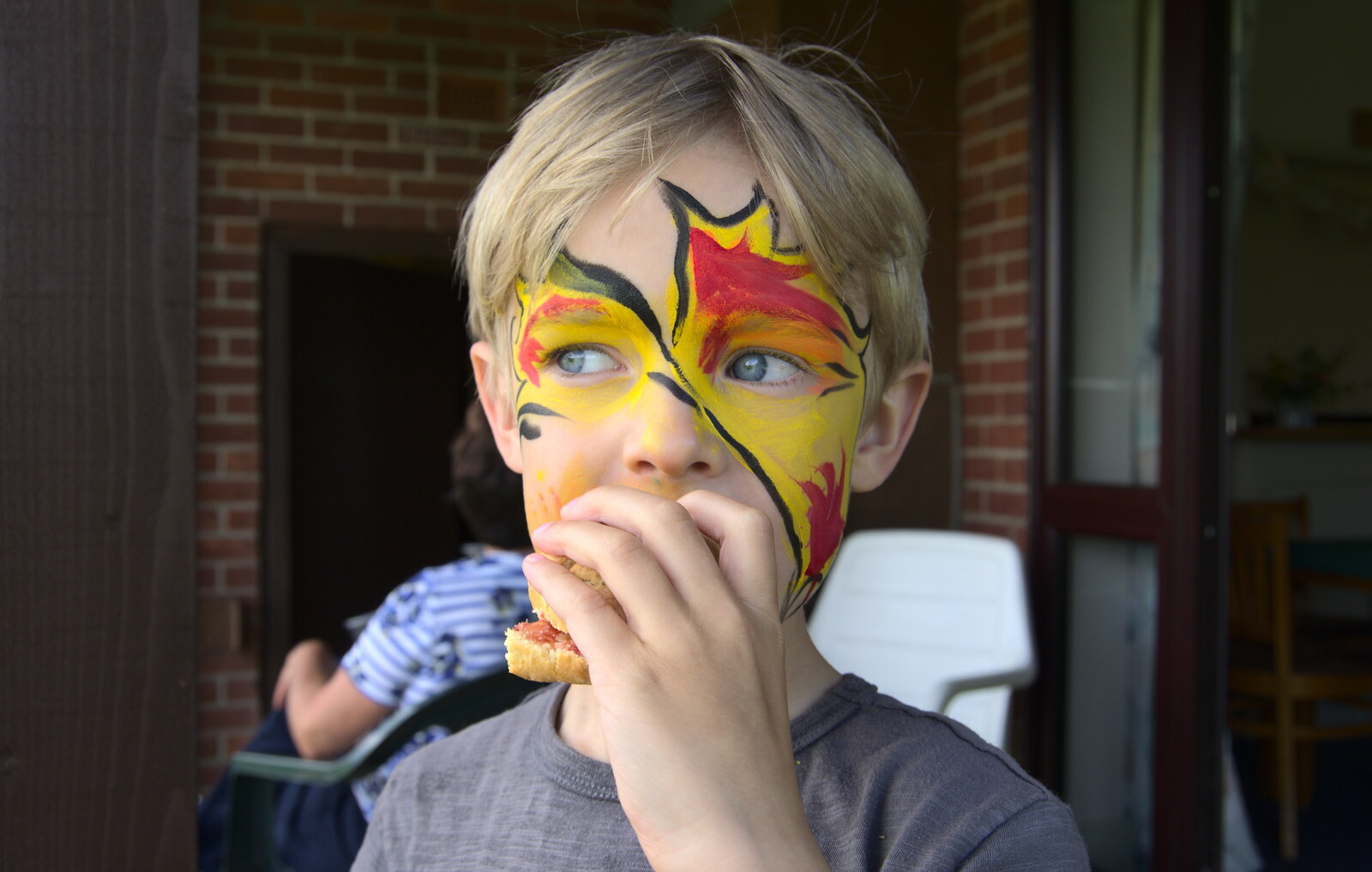 Harry's had some face paint from The Not-Opening of the Palgrave Playground, Palgrave, Suffolk - 3rd June 2018