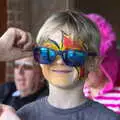 Harry tries some funky shades on, The Not-Opening of the Palgrave Playground, Palgrave, Suffolk - 3rd June 2018