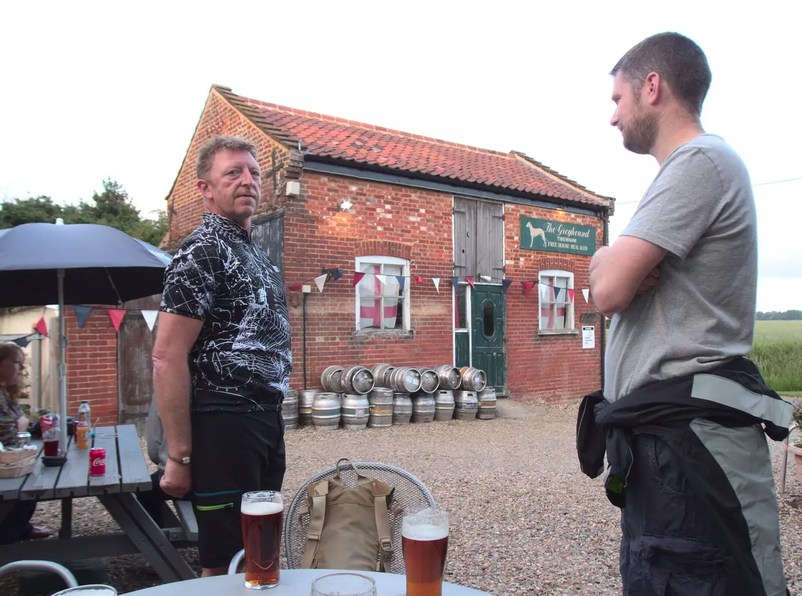 Gaz and The Boy Phil at the Tibenham Greyhound, from A Postcard From Asperen, Gelderland, Netherlands - 9th June 2018