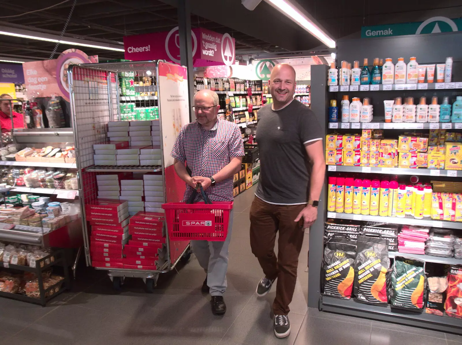 Hamish and Martin in Spar, from A Postcard From Asperen, Gelderland, Netherlands - 9th June 2018