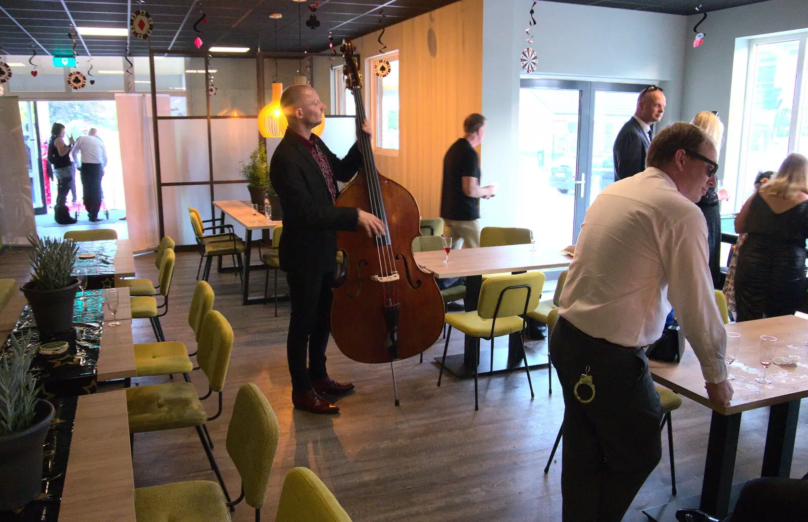 A double-bass player, from Martin's James Bond 50th Birthday, Asperen, Gelderland, Netherlands - 9th June 2018