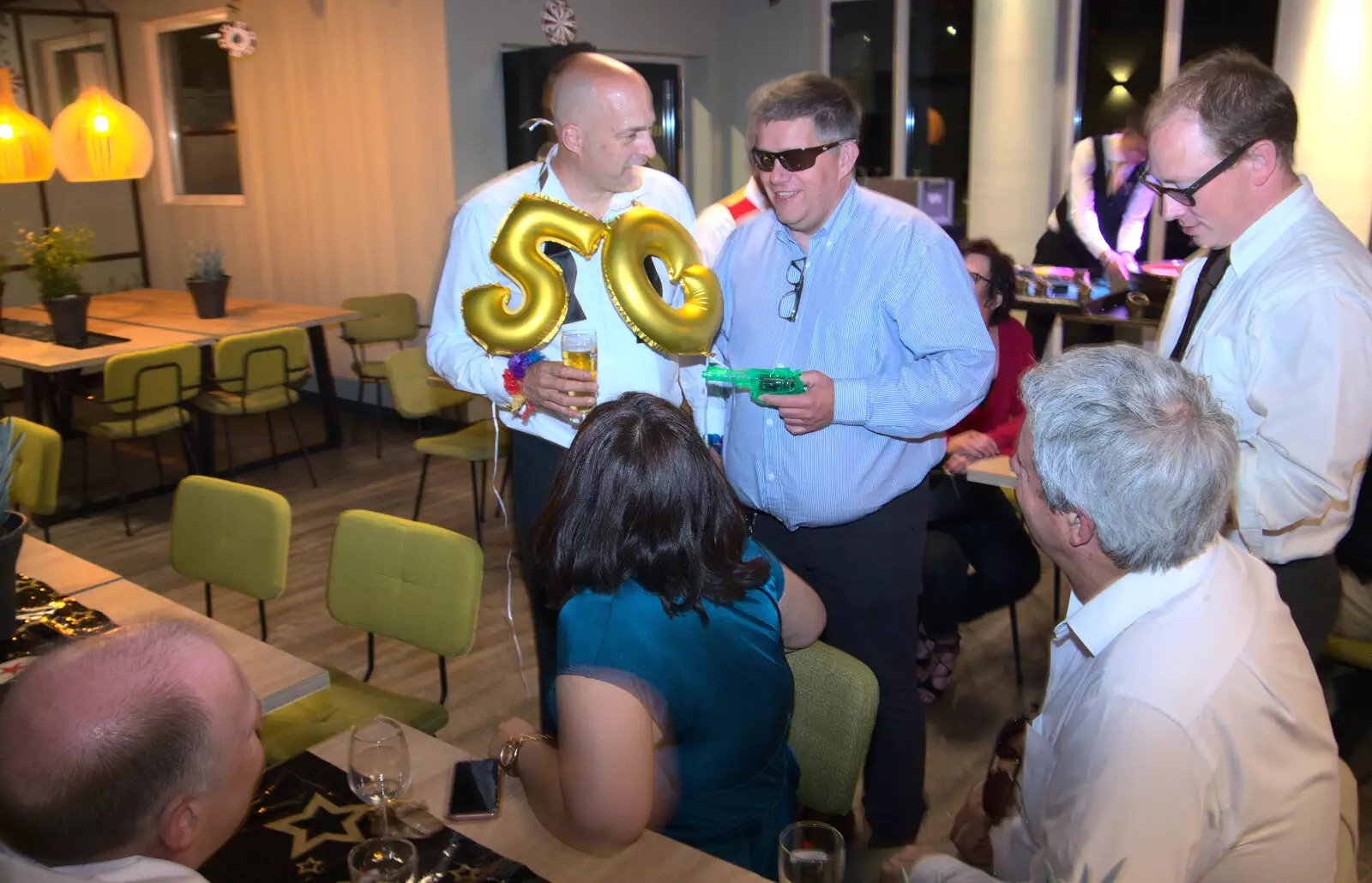 Martin with gold balloons stuck to him, from Martin's James Bond 50th Birthday, Asperen, Gelderland, Netherlands - 9th June 2018