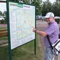 Hamish points to a cycle route sign, Martin's James Bond 50th Birthday, Asperen, Gelderland, Netherlands - 9th June 2018