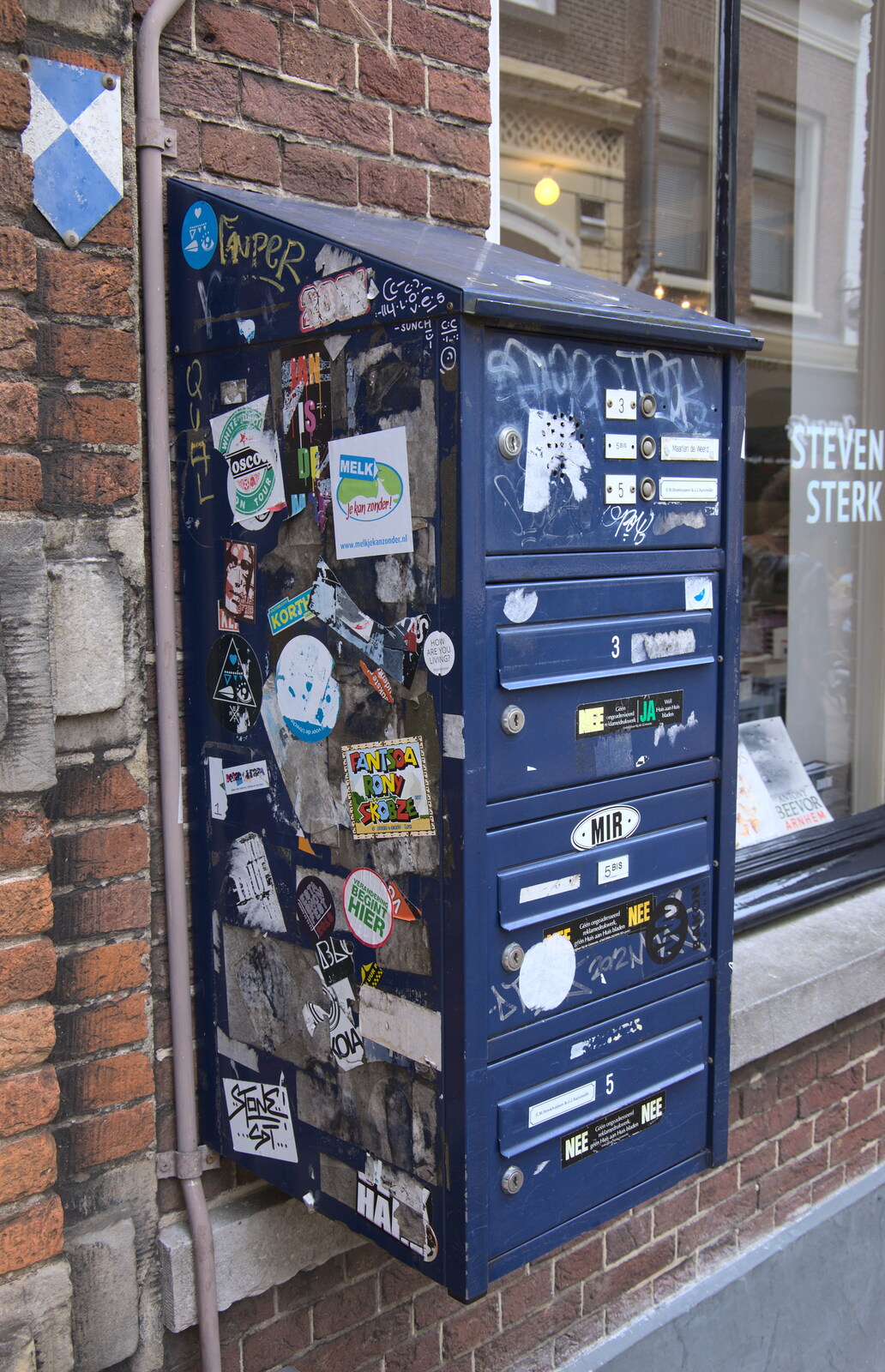 A stickered post box from A Postcard from Utrecht, Nederlands - 10th June 2018